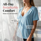 Dames-T-shirt met diepe V-hals en korte mouwe