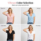 Dames-T-shirt met diepe V-hals en korte mouwe