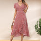 Women’s Summer Elegant V Neck Tie Waist Flowy Floral Dress