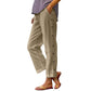 Casual, effen, ruimvallende cropped broek met knopen aan de zijkan