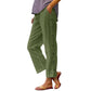 Casual, effen, ruimvallende cropped broek met knopen aan de zijkan