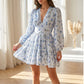 Mini-jurk met bloemenprint en V-hals voor dame
