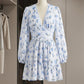 Mini-jurk met bloemenprint en V-hals voor dame