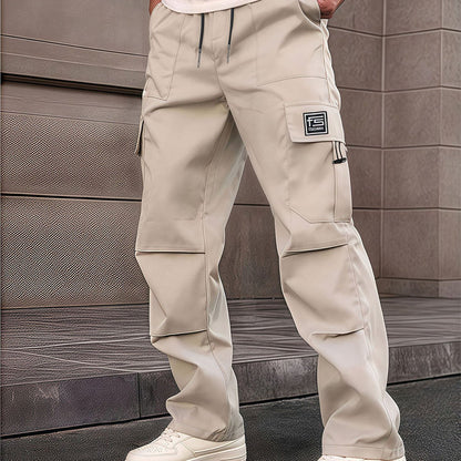 Cargo-broek met rechte pijpen en meerdere zakken voor here