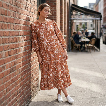 👗 FLORAL V-NECK MIDI DRESS — Waisted Silhouette | Lightweight & Flowing | Wedding & Garden Party Ready 🌸