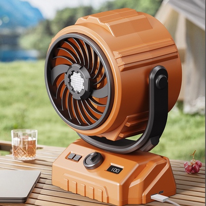 🌬️ 6-inch kampeerventilator met 100 snelheidsstanden – oscillerend, met ledverlichting, digitaal display en grote accu voor buiten en thuis