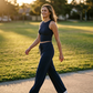 Casual mouwloze damestop & hoog uitgesneden broek (set