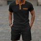 Zomerse, casual tweedelige set van wafelbreisel voor heren