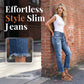 Dames modieuze slim-fit jeans met slijtage