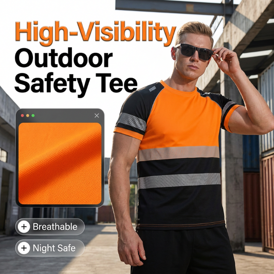 Heren Fluorescerend Colorblock Sportshirt Buiten Veiligheids T-shirt