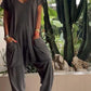 Casual V-hals Effen Kleur Jumpsuit