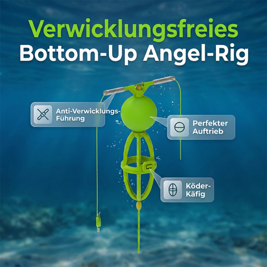Verknoopvrij bottom-up-vissysteem met voermandj
