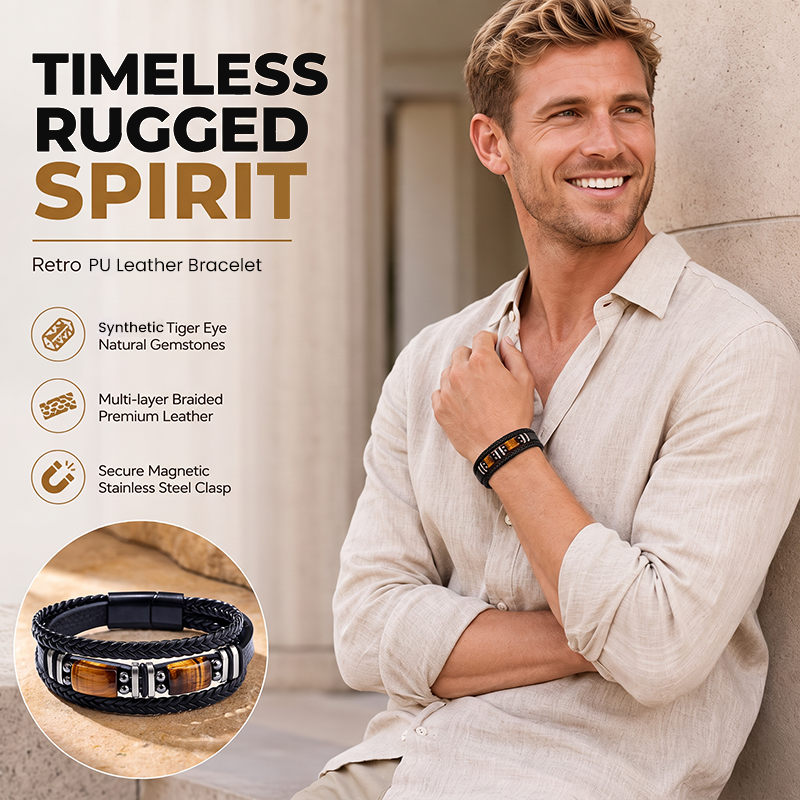 Gevlochten armband van PU-leer – productafbeelding