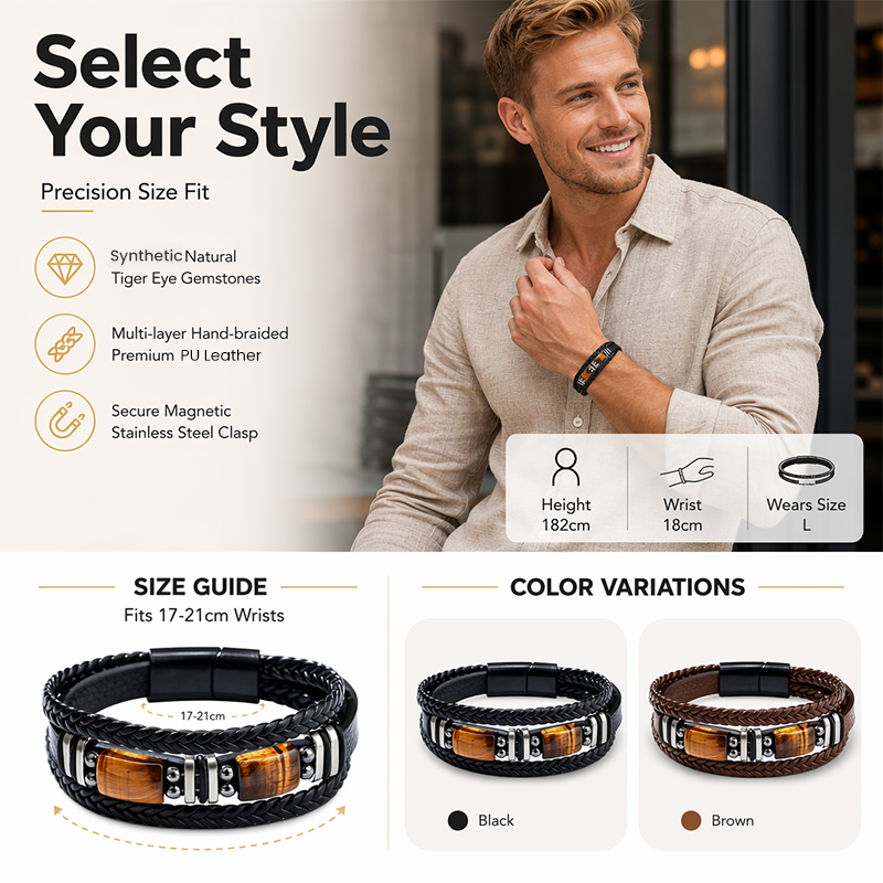 Gevlochten armband van PU-leer – productafbeelding