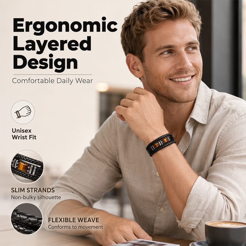 Gevlochten armband van PU-leer – productafbeelding