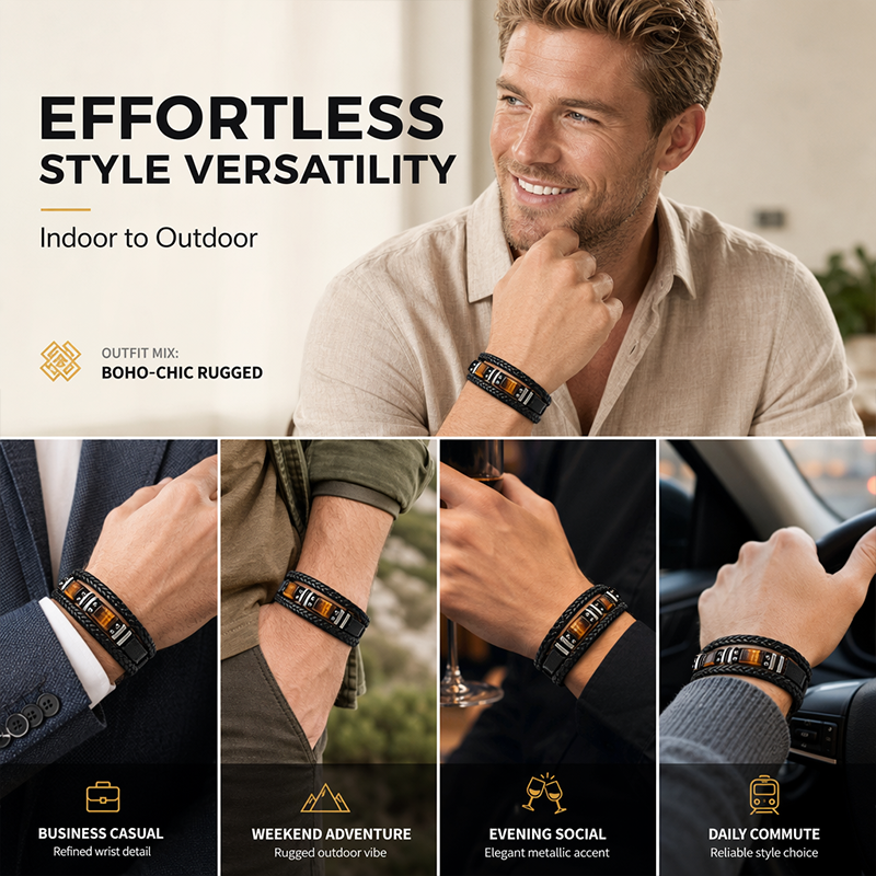 Gevlochten armband van PU-leer – productafbeelding