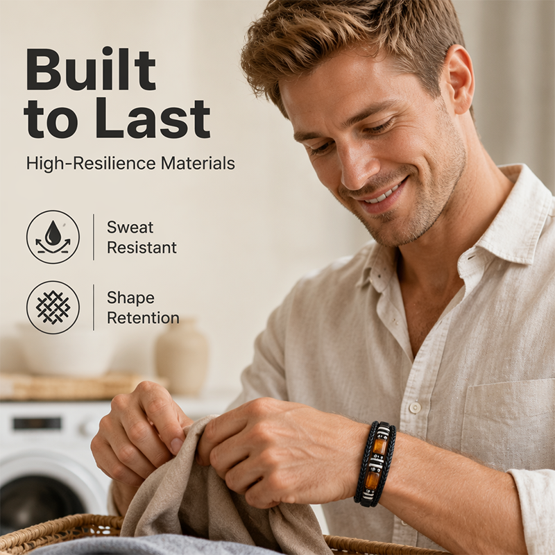 Gevlochten armband van PU-leer – productafbeelding