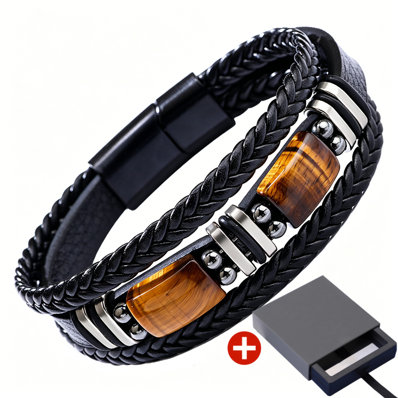 Gevlochten armband van PU-leer – productafbeelding
