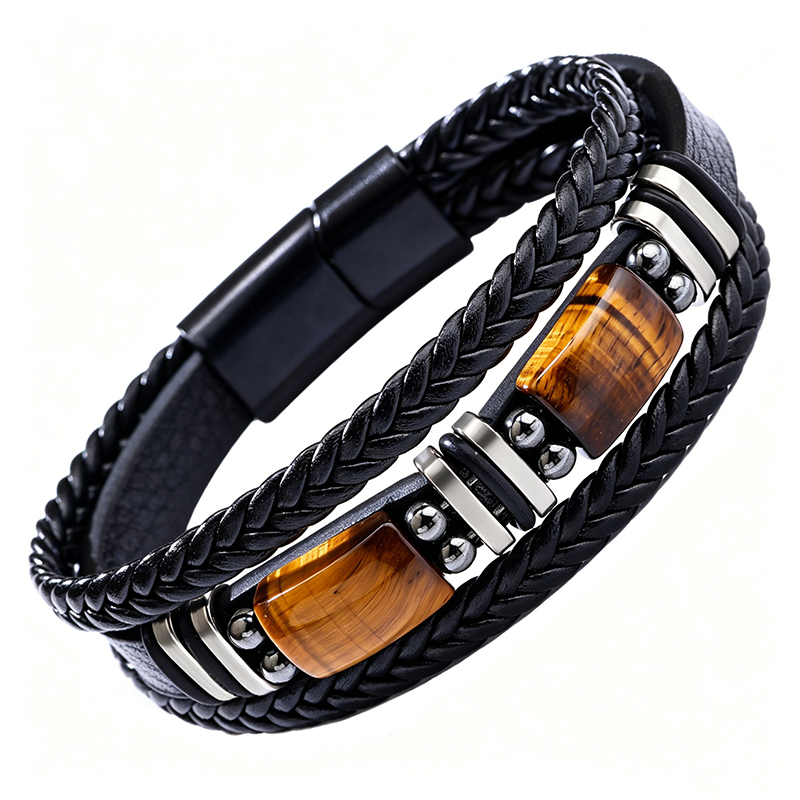 Gevlochten armband van PU-leer – productafbeelding