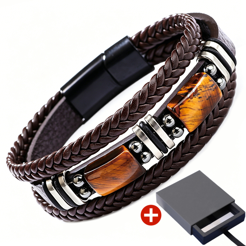 Gevlochten armband van PU-leer – productafbeelding