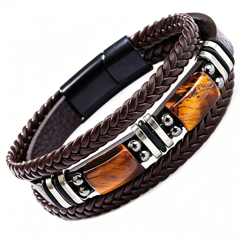 Gevlochten armband van PU-leer – productafbeelding