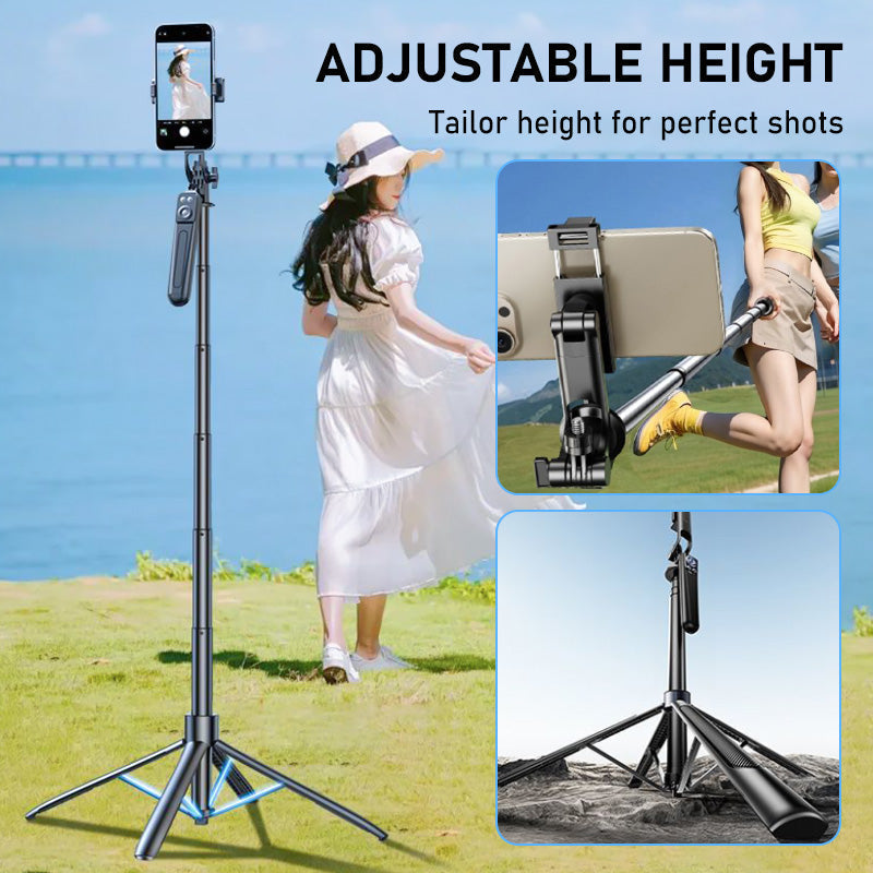 Uitschuifbare Selfiestick met Vierpootstatief – productafbeelding