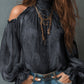 Women's Vintage Paisley Smocked Mock Neck Top
