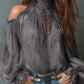 Women's Vintage Paisley Smocked Mock Neck Top