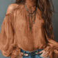Women's Vintage Paisley Smocked Mock Neck Top