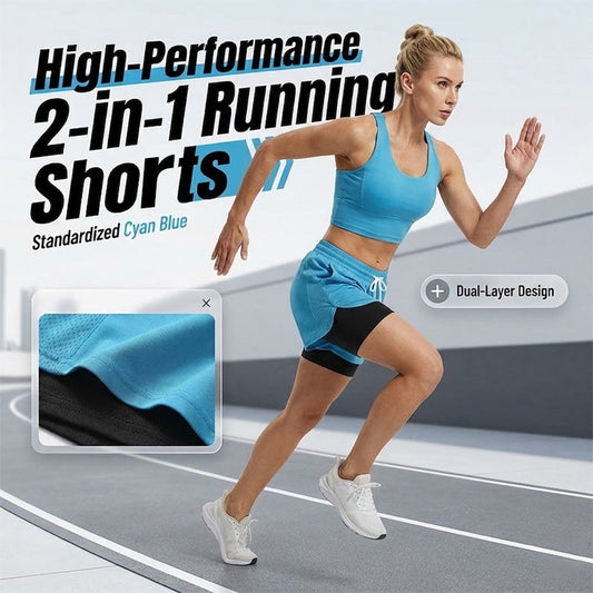 2-in-1 sneldrogende hardloopshorts voor heren en dames