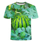 Grappig T-shirt met watermeloenpatroon en ronde hal