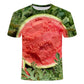 Grappig T-shirt met watermeloenpatroon en ronde hal