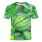 Grappig T-shirt met watermeloenpatroon en ronde hal