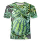 Grappig T-shirt met watermeloenpatroon en ronde hal