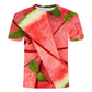 Grappig T-shirt met watermeloenpatroon en ronde hal