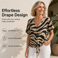 🔥Topselectie🔥 Dames-T-shirt met V-hals en strikband aan de voorkant in zebraprin