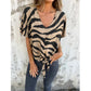 🔥Topselectie🔥 Dames-T-shirt met V-hals en strikband aan de voorkant in zebraprin