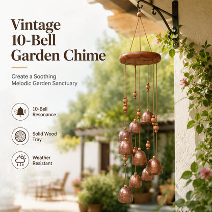 🔔 Vintage windgong met 10 metalen bellen