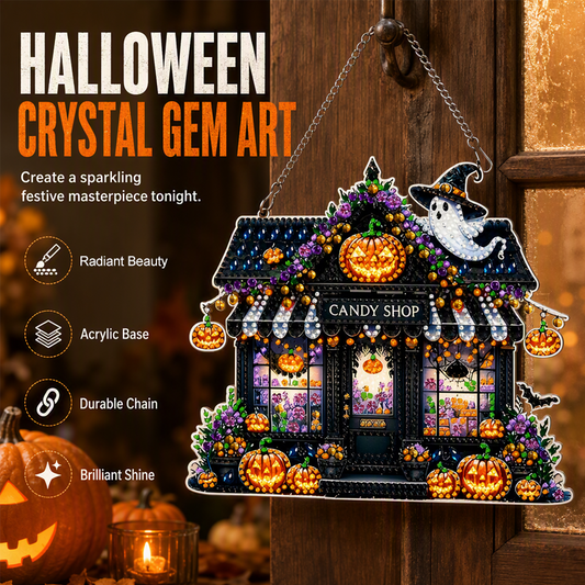 💥 50% korting! 🎃 Halloween kristallen mozaïekset – DIY, geen lijm nodig. Acryl & hars, 23x24 cm. Voorgelijmd paneel met code. Perfect voor ontspanning 🧘