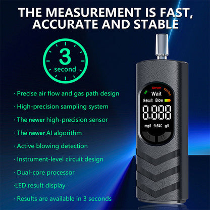 Oplaadbare alcoholtester met LCD-scherm en gesproken meldinge