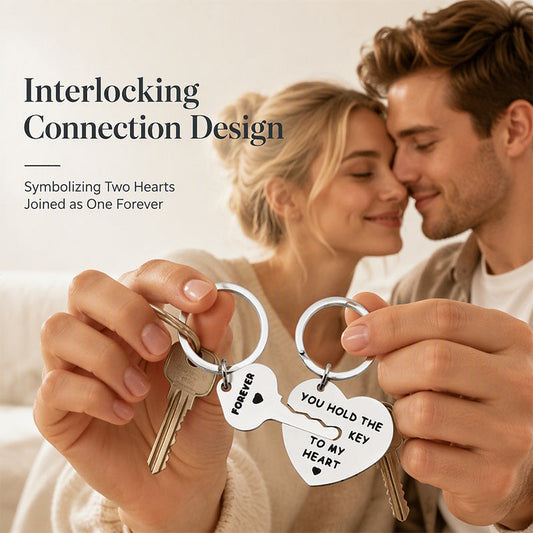 🔥1 kopen, 1 gratis – in totaal 2 stuks🎁❤️ Set met in elkaar grijpende hartjes- en sleutelsleutelhangers voor koppels