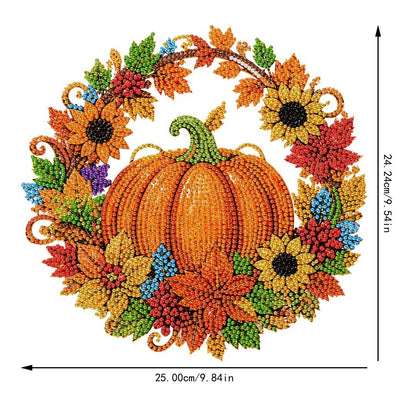 🎃Halloween-uitverkoop🍂 Pompoenkrans met ruitpatroon om op te hangen – Complete doe-het-zelfset