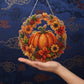 🎃Halloween-uitverkoop🍂 Pompoenkrans met ruitpatroon om op te hangen – Complete doe-het-zelfset