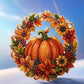 🎃Halloween-uitverkoop🍂 Pompoenkrans met ruitpatroon om op te hangen – Complete doe-het-zelfset