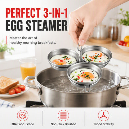 🍳 3-in-1 eierpocheervorm van roestvrij staal