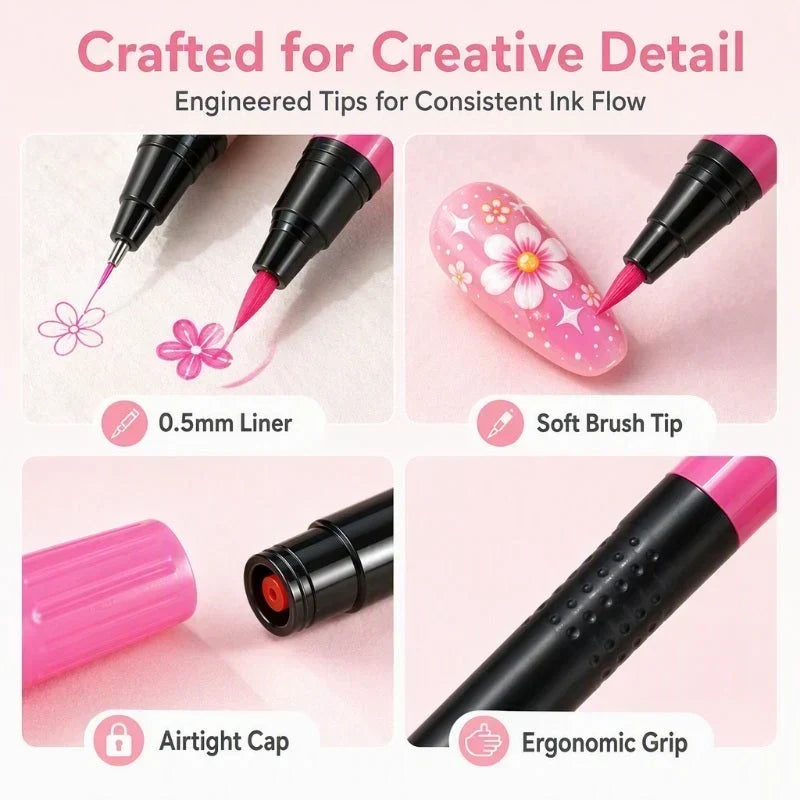 Dubbelzijdige nail-artpennen – productafbeelding