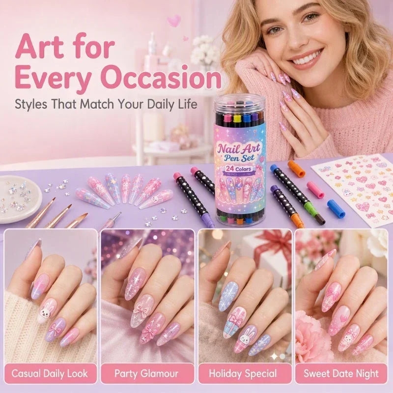 Dubbelzijdige nail-artpennen – productafbeelding