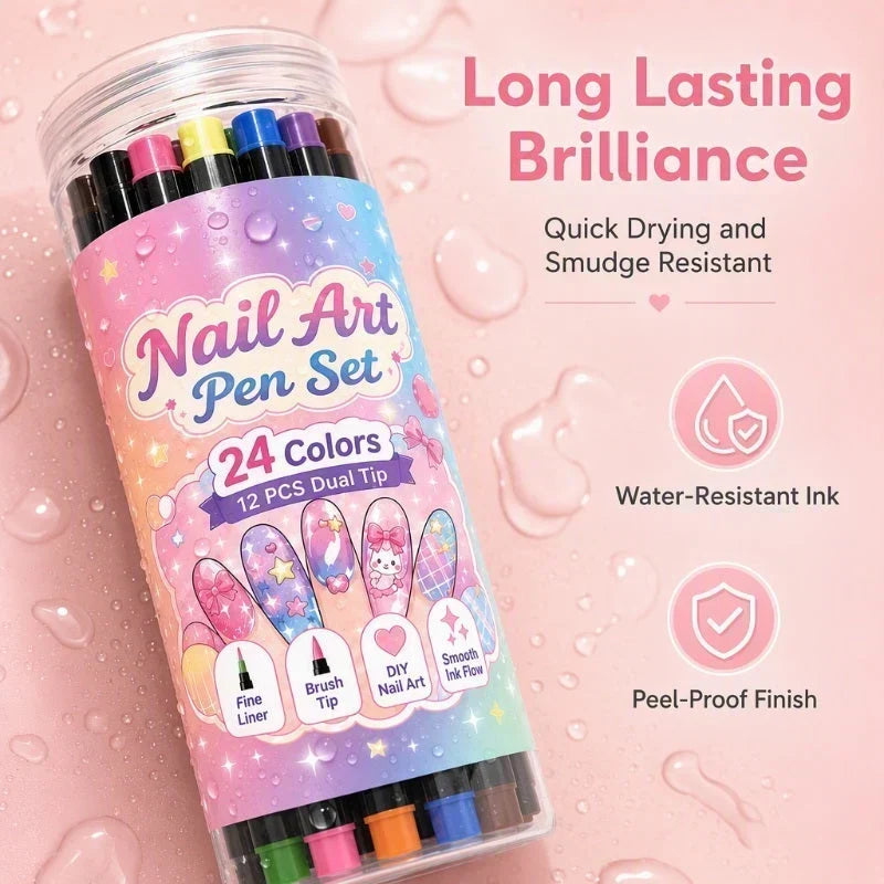 Dubbelzijdige nail-artpennen – productafbeelding