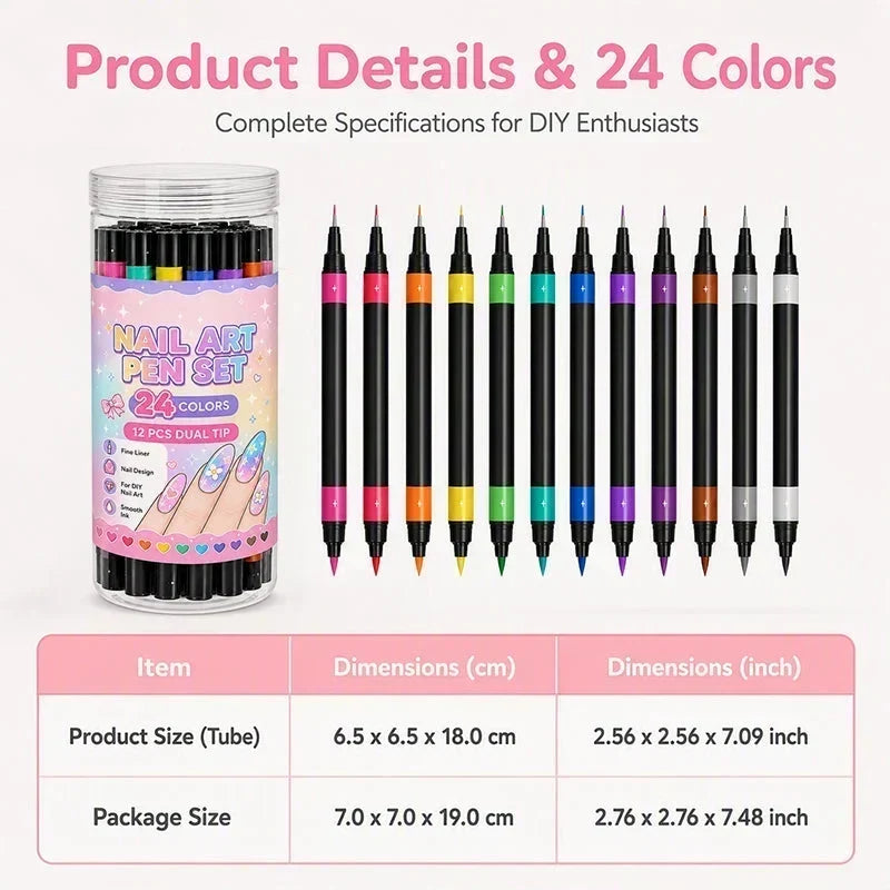 Dubbelzijdige nail-artpennen – productafbeelding