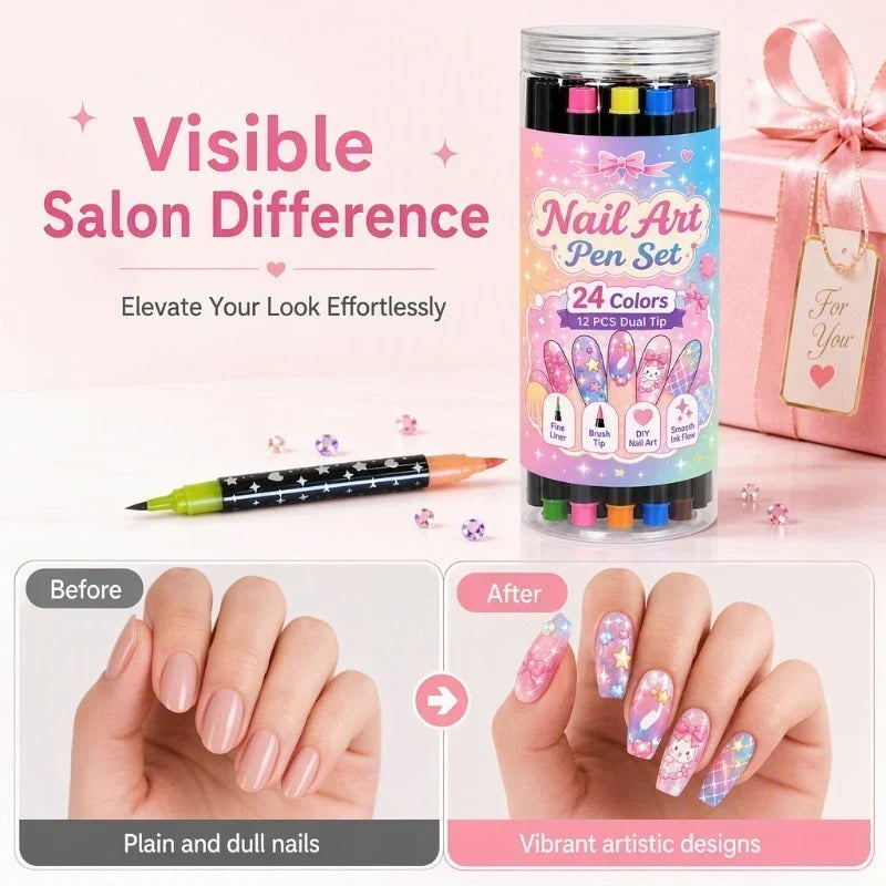 Dubbelzijdige nail-artpennen – productafbeelding